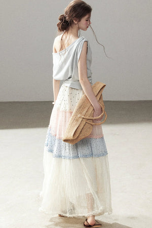 Lace Off-Shoulder Short Design T-Shirt