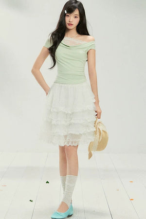 Lace Off-Shoulder T-Shirt
