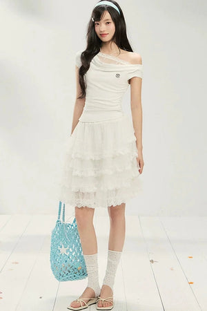 Lace Off-Shoulder T-Shirt
