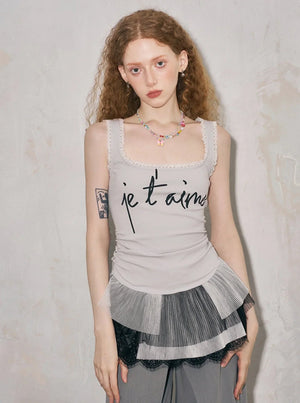 Lace Panelled Monogram Vest Top