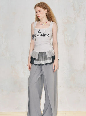 Lace Panelled Monogram Vest Top
