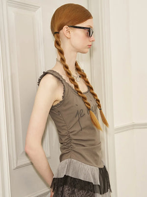 Lace Panelled Monogram Vest Top