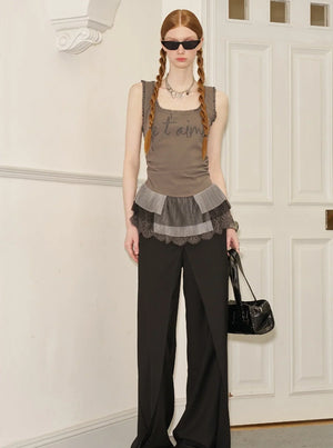 Lace Panelled Monogram Vest Top