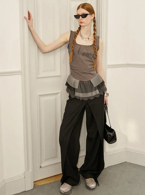 Lace Panelled Monogram Vest Top