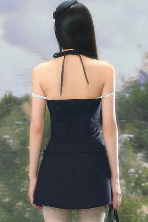 Lace Patchwork Halter Dress