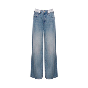 Lace Patchwork High-Rise Jeans