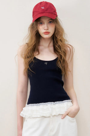 Lace Patchwork Knit Suspenders