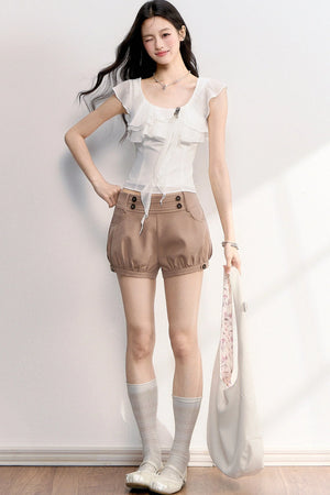Lace Patchwork Ruffle Top