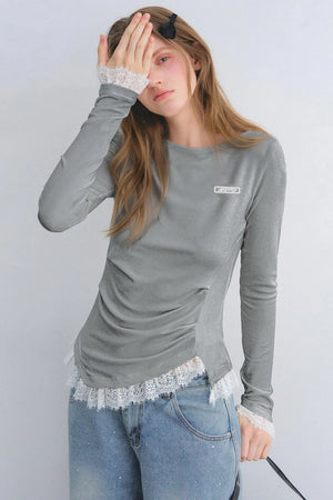 Lace Patchwork Waist-Cinching Top