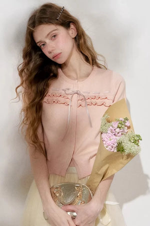 Lace Pink Knit Sweater
