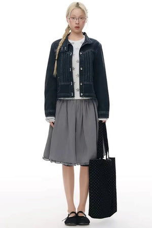 Lace Placket Blouse Set-Up