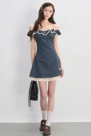 Lace Plaid A-Line Dress