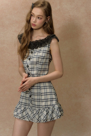 Lace Plaid Summer Dress