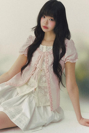 Lace Puff Sleeve Blouse