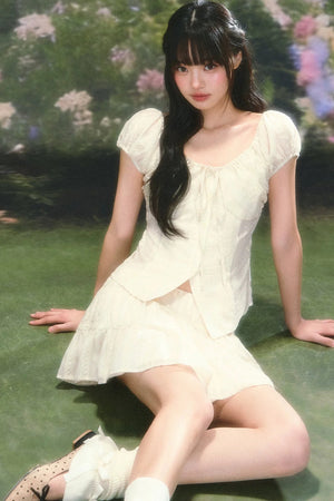 Lace Puff Sleeve Top Set-Up
