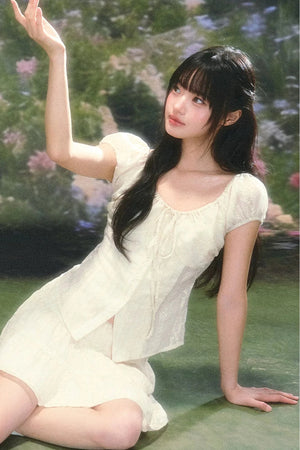 Lace Puff Sleeve Top Set-Up