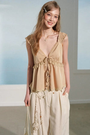 Lace Ruffle Babydoll Top
