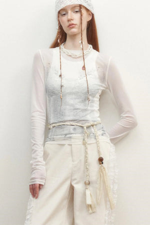 Lace Shadow Long Sleeve Tee