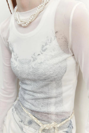 Lace Shadow Long Sleeve Tee