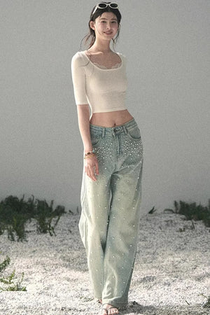 Lace Slim-Fit Cropped Top