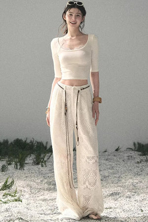 Lace Slim-Fit Cropped Top
