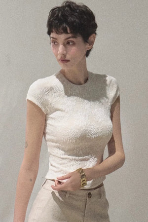 Lace Splice Short Sleeve Top