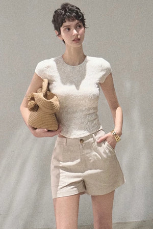 Lace Splice Short Sleeve Top