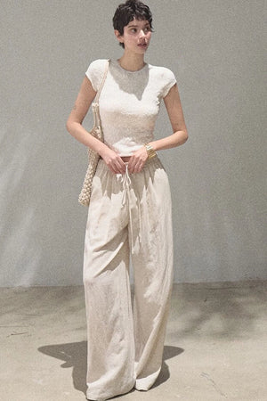 Lace Splice Short Sleeve Top