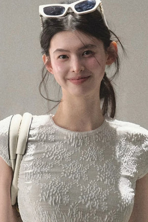 Lace Splice Short Sleeve Top