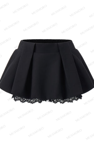 Lace Spliced A-Line Skirt