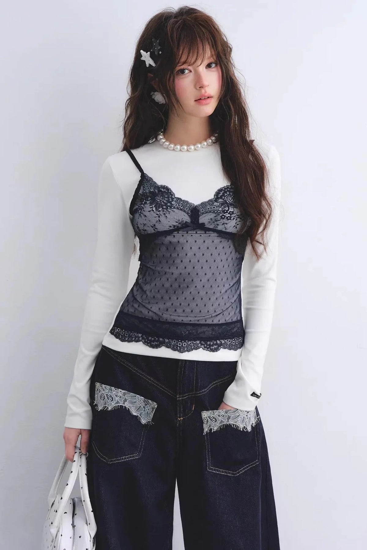 Lace Spliced Vintage Top