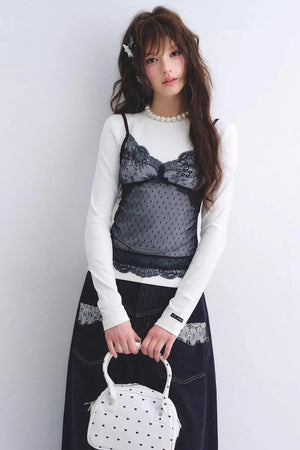 Lace Spliced Vintage Top