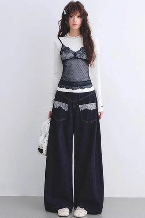 Lace Spliced Vintage Top