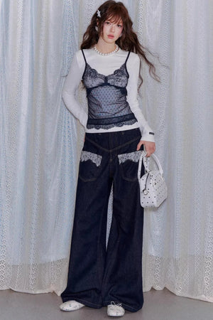 Lace Spliced Vintage Top