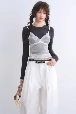 Lace Spliced Vintage Top
