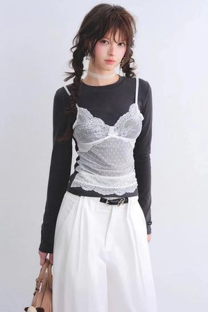 Lace Spliced Vintage Top