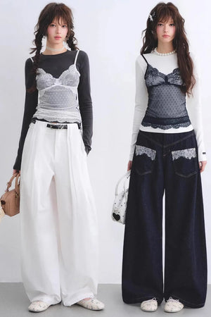 Lace Spliced Vintage Top