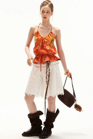 Lace Splicing Summer Shorts