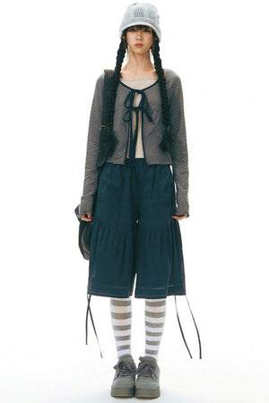 Lace Splicing Wide Leg Cropped Pants