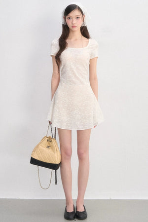 Lace Square-Neck Slim Dress