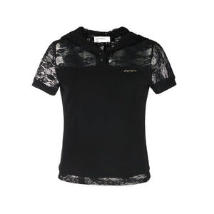 Lace Stitched Cap Short Sleeve T-Shirt