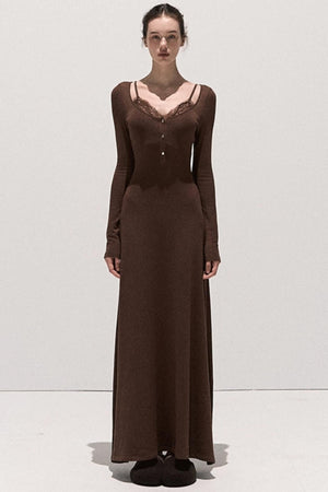 Lace Stitched Knit Waist Dress