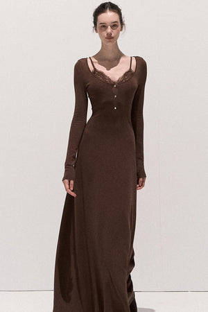Lace Stitched Knit Waist Dress
