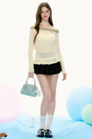 Lace Stitching Slim Long-Sleeved T-Shirt