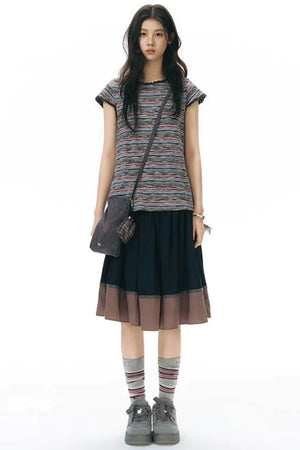 Lace Striped Retro Top