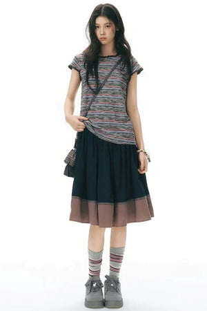 Lace Striped Retro Top