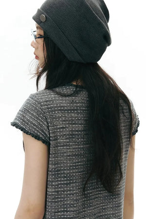 Lace Striped Retro Top