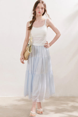 Lace Tiered Long Skirt