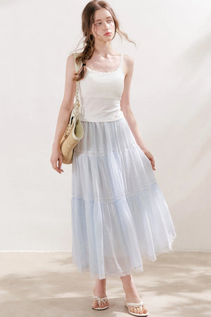Lace Tiered Long Skirt