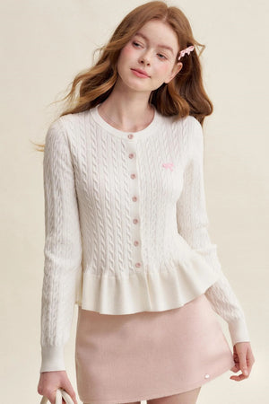 Lace Trim Bow Knit Cardigan
